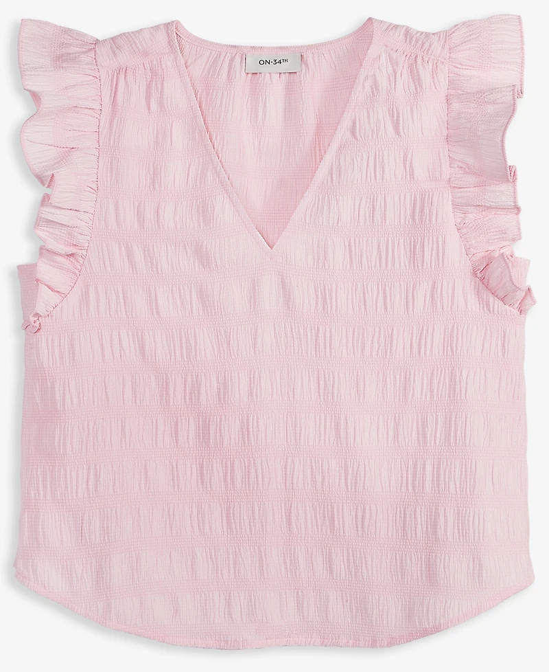 On 34th Women's Textured Sleeveless Ruffle Femme Top, Exclusively at Macy's