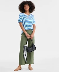 On 34th Women's Knit Easy Short-Sleeve Striped T-Shirt, Exclusively at Macy's