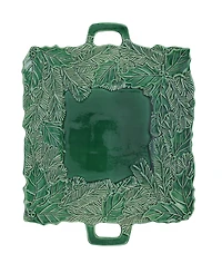 Vietri Lastra Holiday Green Figural Handled Square Platter