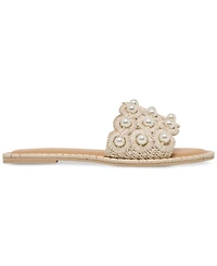 Dolce Vita Women's Harlyn Pearl Woven Raffia Slide Flat Sandals