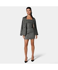 Bebe Women's Stripe Sequins Mini Skirt