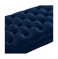 Velvet Tufted Bench for Bedroom, Living Room & Entryway, Window with Spindle Wooden Legs-The Pop Home