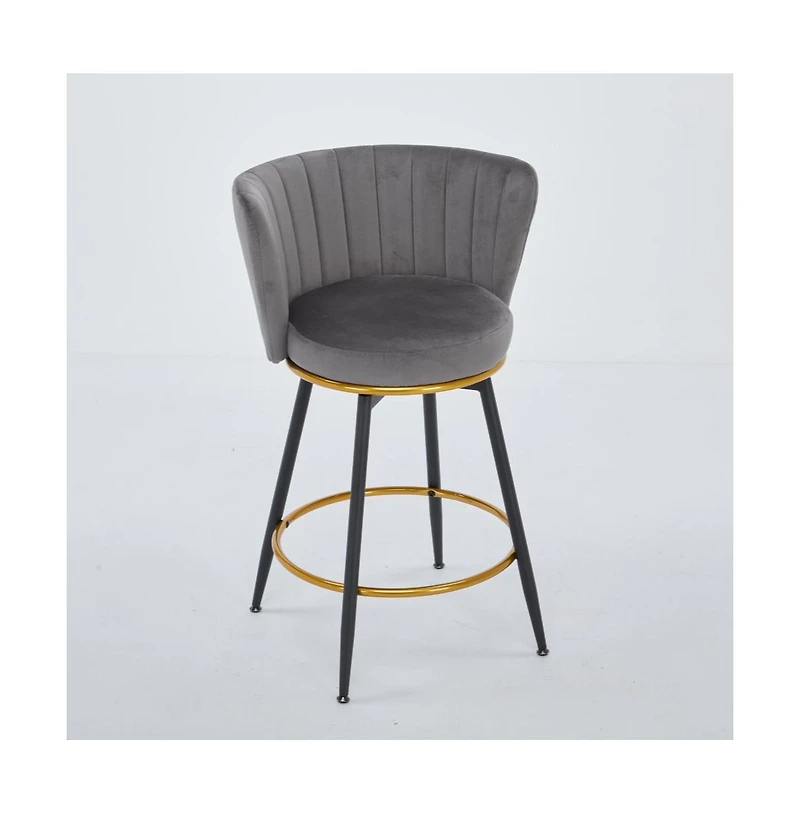 26" Counter Height Swivel Bar Stools Set of 2, Chair with Velvet Upholstered Seat-The Pop Home
