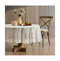 Hlc.me Scroll Lace Fabric Tablecloth, Lace Fabric Table Cloth for Round Tables, Wrinkle Resistant Tablecloth