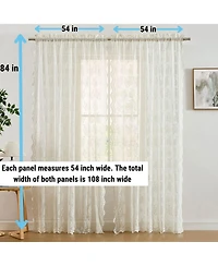 Hlc.me Jolene Floral Soft Decorative Lace Semi Sheer Light Filtering Rod Pocket Window Treatment Curtain Panels