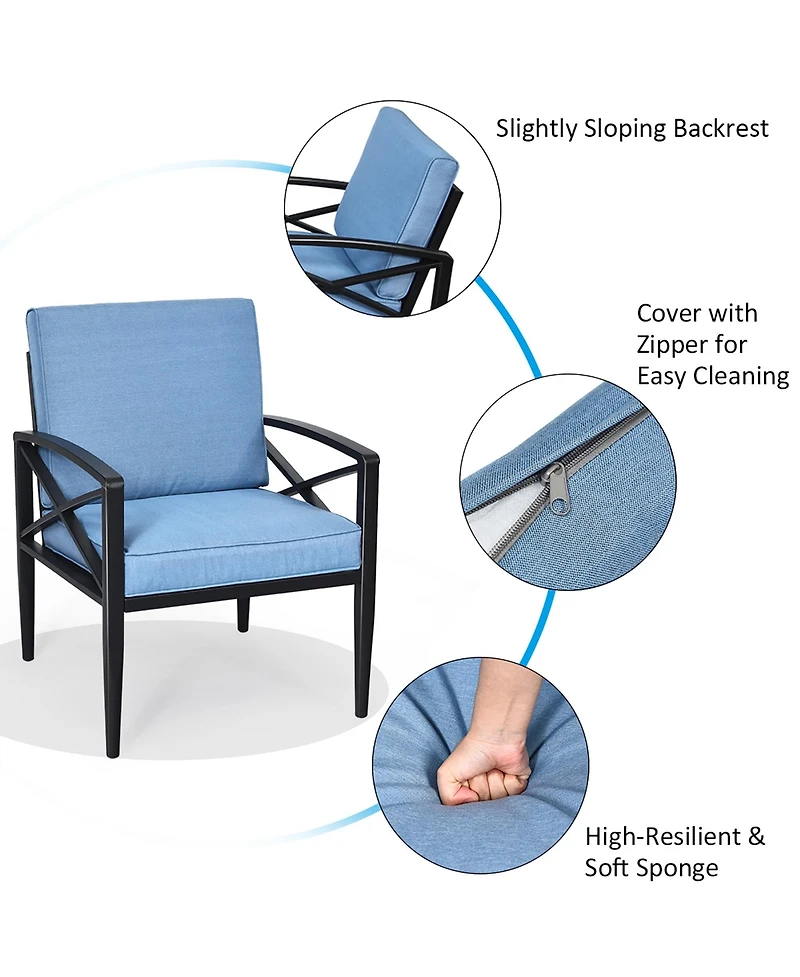 8PCS Patio Furniture Set Aluminum Frame Cushioned Sofa Chair Coffee Table