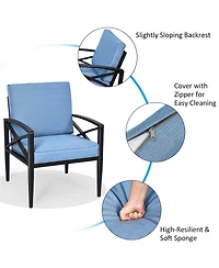 8PCS Patio Furniture Set Aluminum Frame Cushioned Sofa Chair Coffee Table