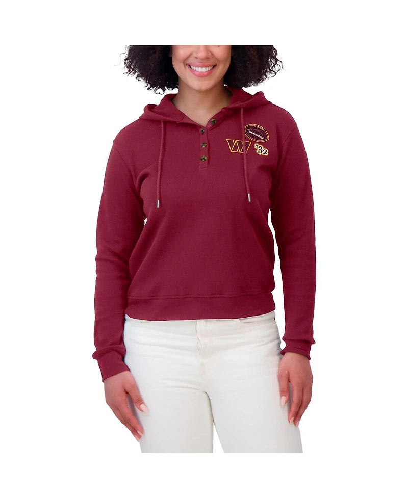 Wear by Erin Andrews Women's Burgundy Washington Commanders Waffle Hoodie Pullover Top