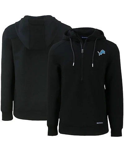 Cutter & Buck Men's Black Detroit Lions Primary Mark Roam Half-Zip Pullover Hoodie