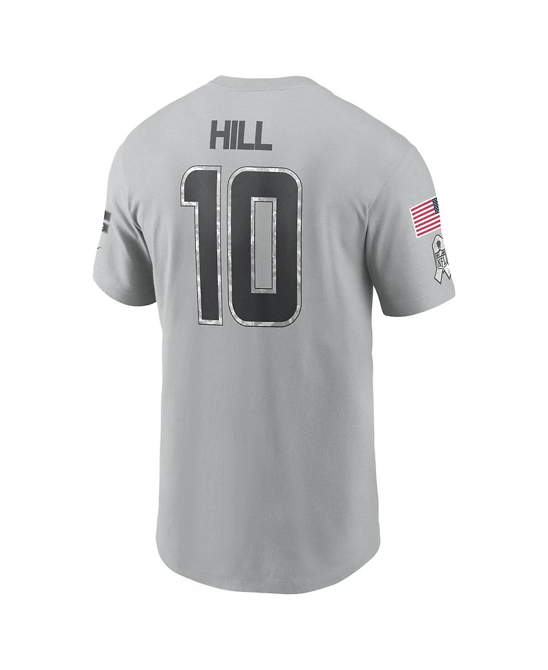 Nike Men's Tyreek Hill Gray Miami Dolphins 2024 Salute To Service Name Number T-Shirt