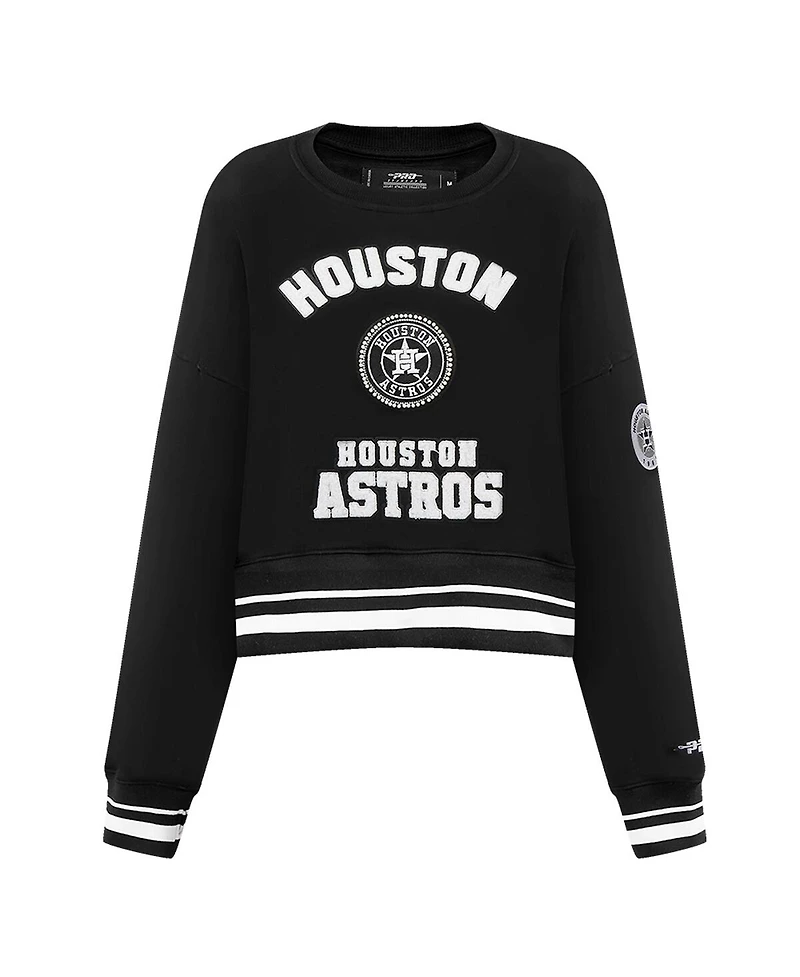 Pro Standard Women's Black Houston Astros Cultivated Pearl Cropped Pullover Sweatshirt