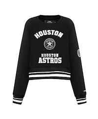 Pro Standard Women's Black Houston Astros Cultivated Pearl Cropped Pullover Sweatshirt