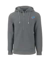 Cutter & Buck Men's Gray Detroit Lions Primary Mark Roam Half-Zip Pullover Hoodie