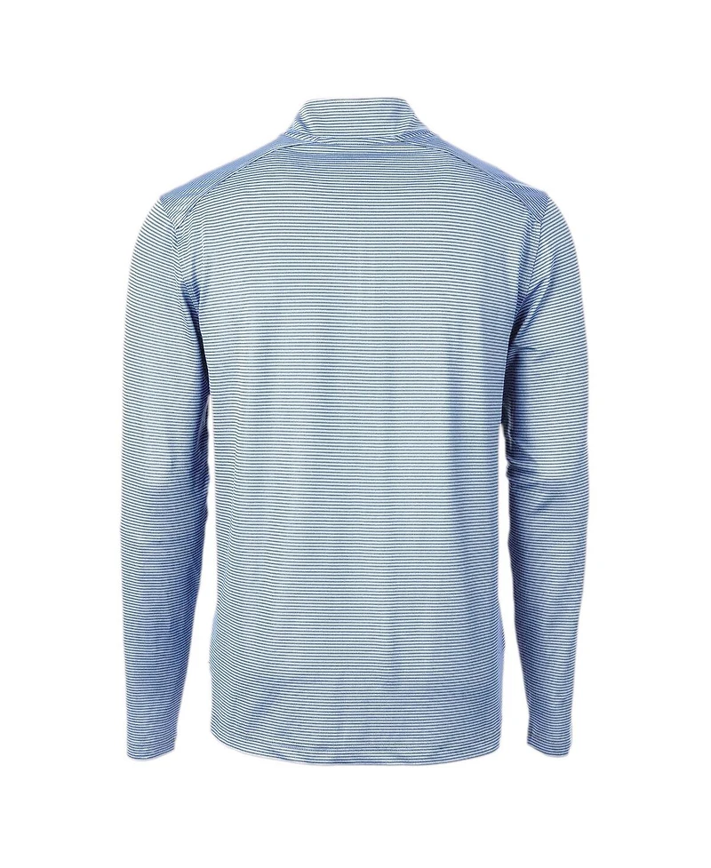 Cutter & Buck Men's Light Blue/Navy Atlanta Braves Virtue Pique Micro Stripe Quarter-Zip Pullover Top