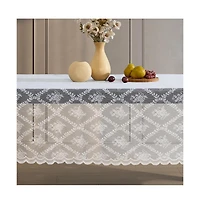 Hlc.me Isabella Floral Lace Fabric Tablecloth, Lace Fabric Table Cloth for Round Tables, Wrinkle Resistant Tablecloth, Patterned Scalloped Tablecloth
