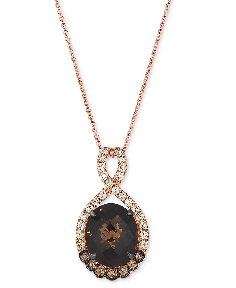 Le Vian Chocolate Quartz (4-1/4 ct. t.w.), Nude Diamond (3/8 ct. t.w.) & Chocolate Diamond (1/5 ct. t.w.) Pendant Necklace in 14k Rose Gold, 20"