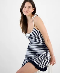 Tommy Jeans Women's Striped Ruffled-Hem Sweater Dress