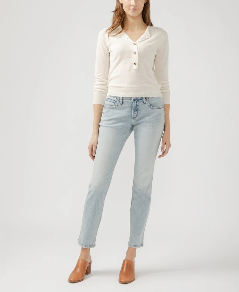Silver Jeans Co. Women's Boyfriend Mid Rise Slim Leg