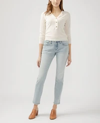 Silver Jeans Co. Women's Boyfriend Mid Rise Slim Leg