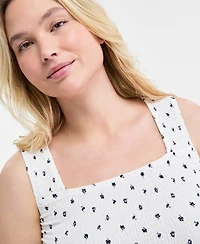 On 34th Women's Knit Floral Smocked Square-Neck Tank Top, Exclusively at Macy's