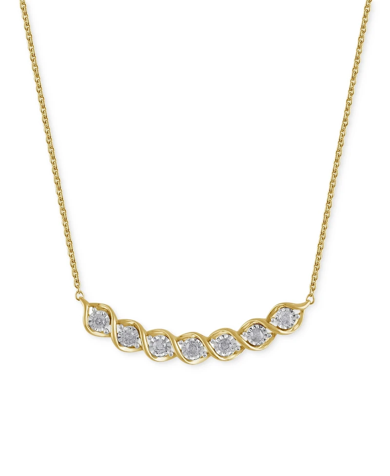 Diamond Twist Curved Bar 16-3/4" Collar Necklace (1/4 ct. t.w.) in 14k Gold-Plated Sterling Silver