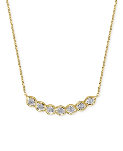 Diamond Twist Curved Bar 16-3/4" Collar Necklace (1/4 ct. t.w.) in 14k Gold-Plated Sterling Silver