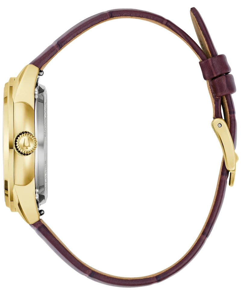 Bulova Women's Sutton Automatic Brown Leather Strap Watch 34.5mm