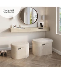 Ovel Boucle Ottoman Storage Bench-Modern Foot Stool