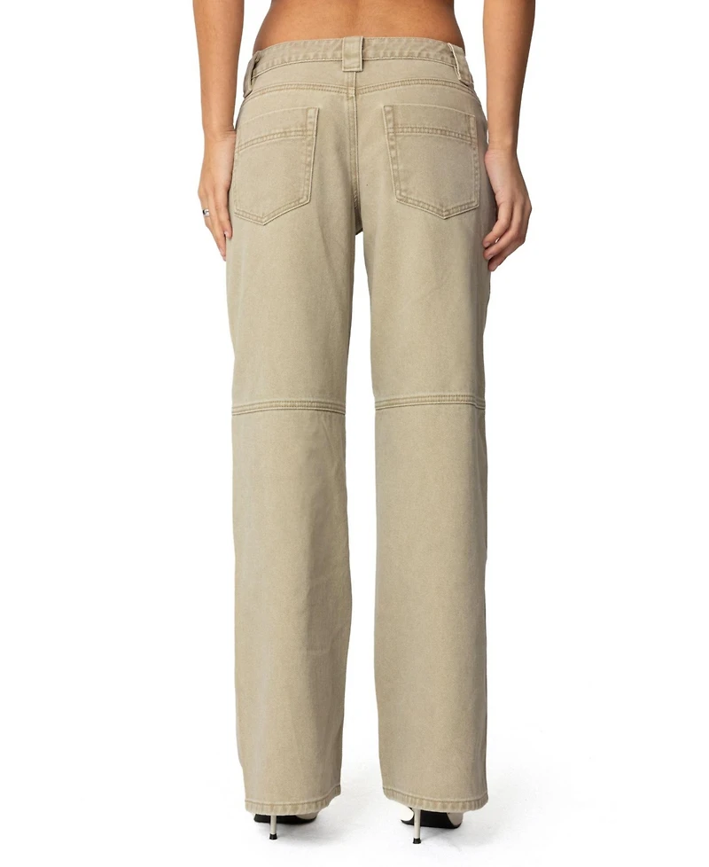 Edikted Womens Morgan Low Rise Carpenter Jeans