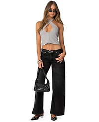 Edikted Womens Reissa Criss Cross Halter Top