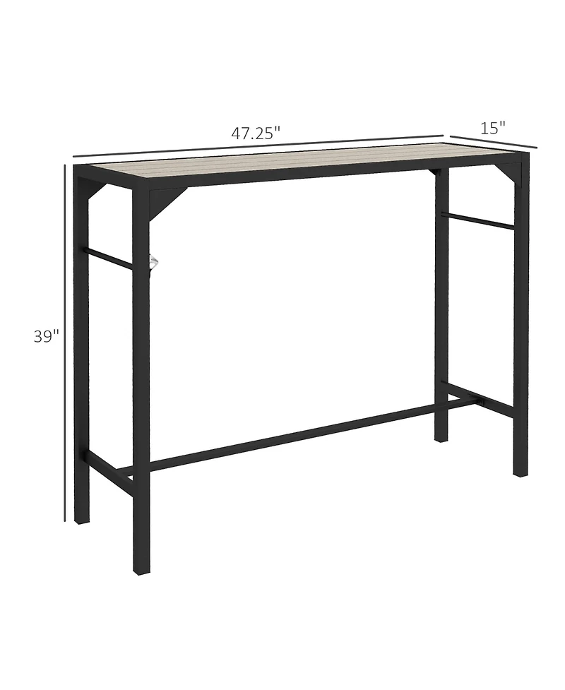 Outsunny 47" Outdoor Bar Table with Built-In Bottle Opener, Steel Frame