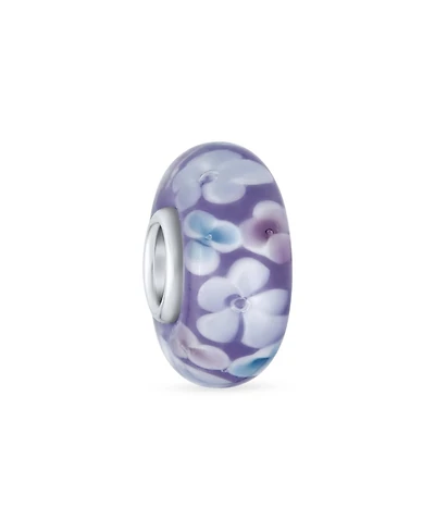 Bling Jewelry Floral Design Murano Glass Spacer Charm Bead with Sterling Silver Core