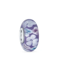 Bling Jewelry Floral Design Murano Glass Spacer Charm Bead with Sterling Silver Core