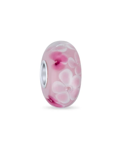 Bling Jewelry Floral Design Murano Glass Spacer Charm Bead with Sterling Silver Core