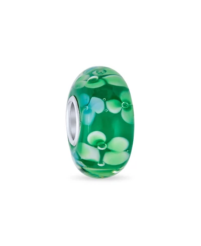 Bling Jewelry Floral Design Murano Glass Spacer Charm Bead with Sterling Silver Core