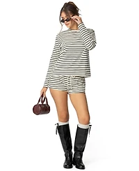 Edikted Womens Jordyn Striped Long Sleeve T Shirt
