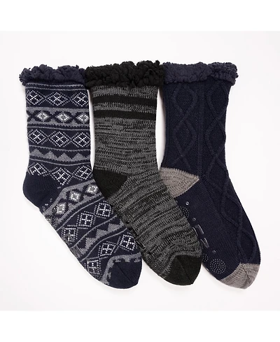 Muk Luks Men's 3 Pack Cabin Socks
