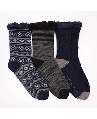 Muk Luks Men's 3 Pack Cabin Socks