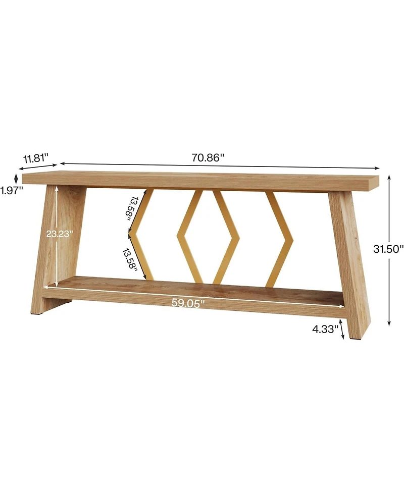Tribesigns 70.86-Inch Long Sofa Table for Living Room, 2-Tier Narrow Console Table with Storage, Wood Foyer Entryway Couch Table for Hallway, Entrance