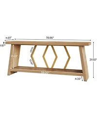 Tribesigns 70.86-Inch Long Sofa Table for Living Room, 2-Tier Narrow Console Table with Storage, Wood Foyer Entryway Couch Table for Hallway, Entrance