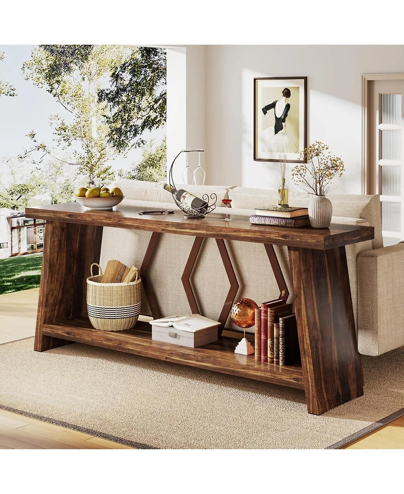 Tribesigns 70.86-Inch Long Sofa Table for Living Room, 2-Tier Narrow Console with Storage, Wood Foyer Entryway Couch Hallway, Entrance