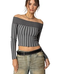 Edikted Womens Daren Off Shoulder Knit Top