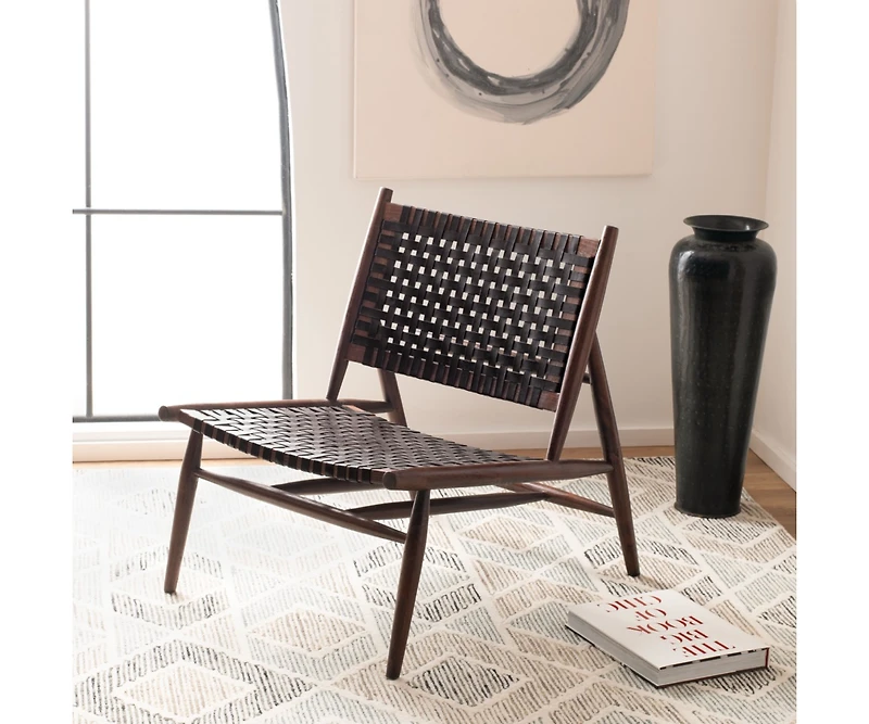 Soleil Leather Woven Accent Chair