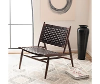 Soleil Leather Woven Accent Chair