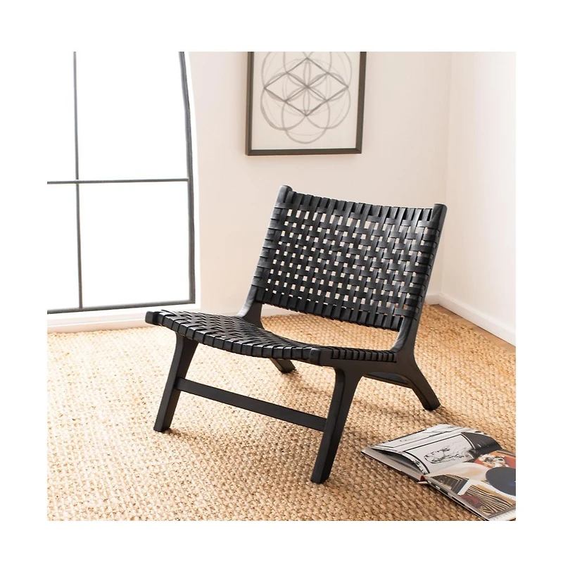 Luna Leather Woven Accent Chair