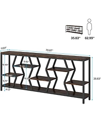Tribesigns 70.9 Inches Sofa Console Table with 4 Tier Wood Storage Shelves, Industrial Extra Long Narrow Entryway Accent Tables for Hallway, Living Ro