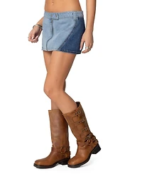 Edikted Womens Reni Contrast Zip Denim Mini Skirt