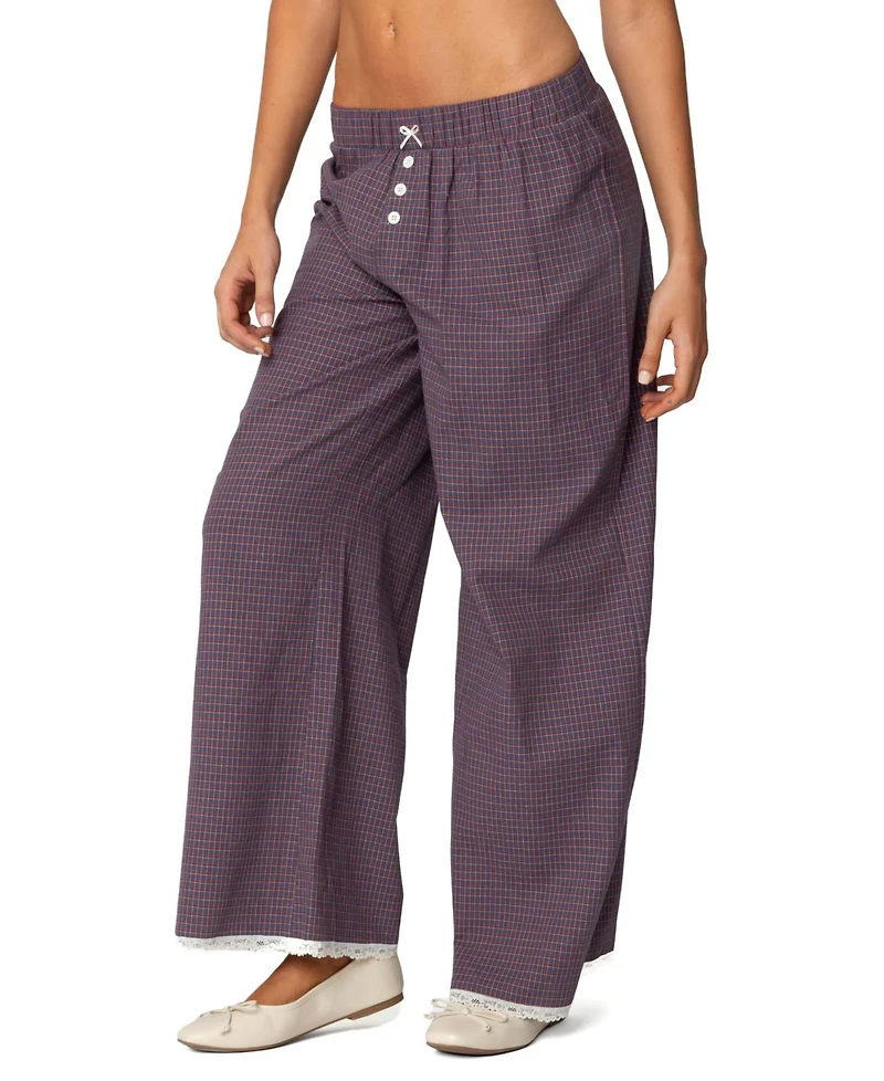Edikted Womens Dakota Plaid Pants