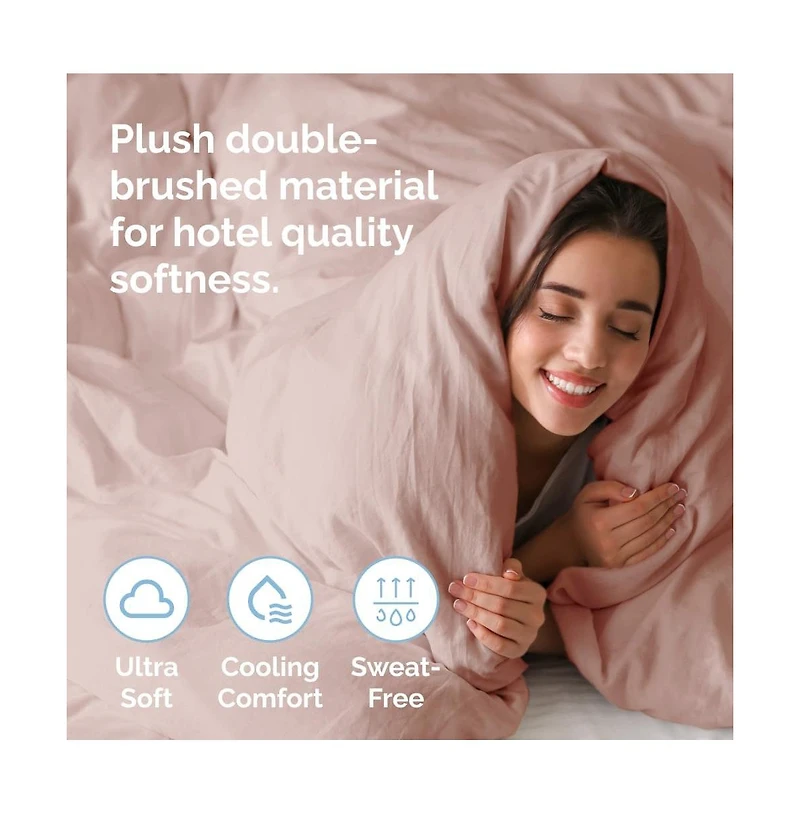 Premium Microfiber Duvet Cover Set - Queen - Cream