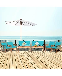 8PCS Wooden Patio Furniture Set Table Sofa Chair Cushioned Garden